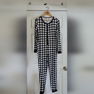 Lucky Brand Black and White Check Pajama Set Women's M